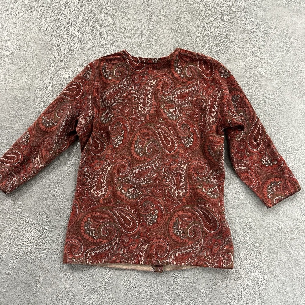 Tweeds Cardigan Women's Small Lamb's Wool Angora Paisley Button Sweater Burgundy - Picture 3 of 6